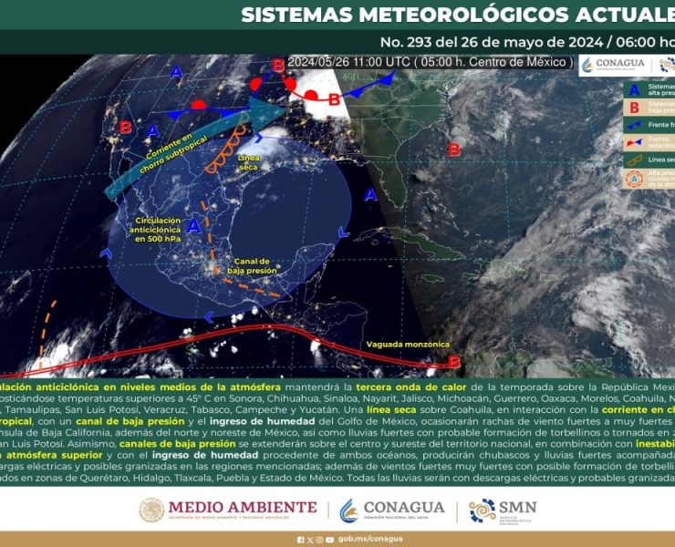 El SMN prevé lluvias fuertes con posibles tornados en el noreste y centro de México