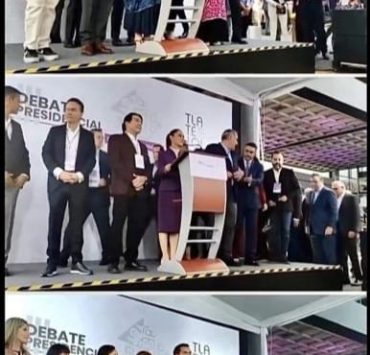 Llegan al tercer debate presidencial Máynez, Gálvez y Sheinbaum