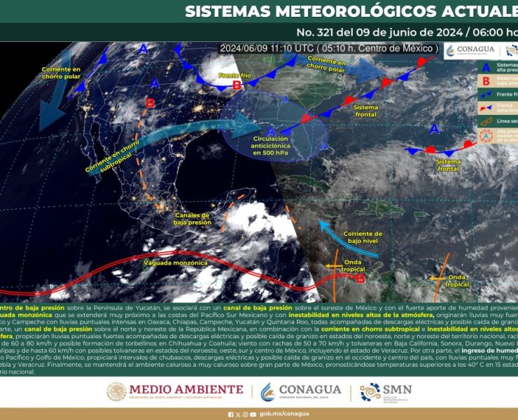 El SMN prevé lluvias intensas en el sureste y península de Yucatán