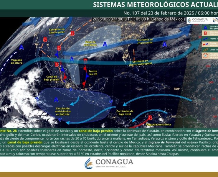 Lluvias, vientos fuertes y altas temperaturas marcarán el clima en México este 23 de febrero